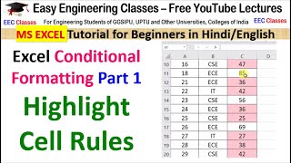 How to Highlight Cells in Excel | Excel Conditional Formatting Part 1 |  Excel Tips Tutorials