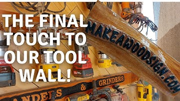 DIY Power Carving Mahogany Sign  -  Adding Our Epoxy Resin Shop Sign To Our Custom Tool Wall