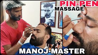 PIN-PEN🖊️ Head massage | Cracking BY MANOJ MASTER | INDIAN BARBER | ASMR