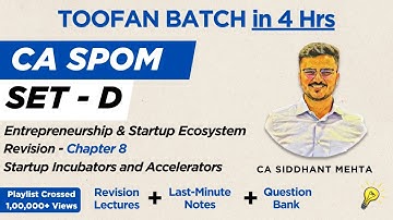 CA SPOM Set D Paper 3 Revision | Chapter 8 | Entrepreneurship and Startup Ecosystem | Toofan Batch