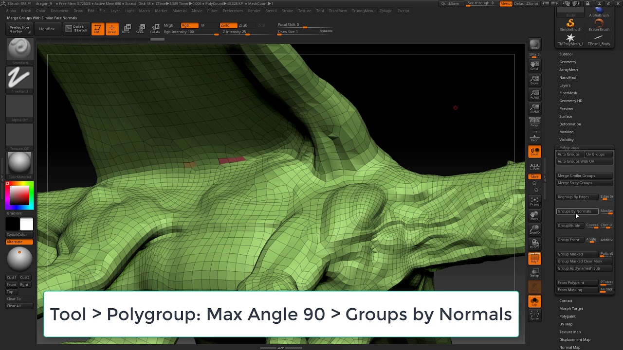 fix triangles in zbrush