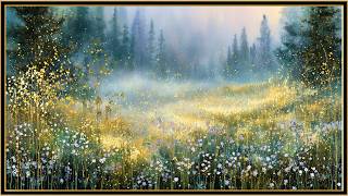 Misty Golden Meadow TV Frame Art | Peaceful Forest Wildflower Digital Wall Art for Samsung Frame screenshot 4
