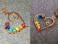 heart pendants with colored crystal beads - How to make wire jewelry 201