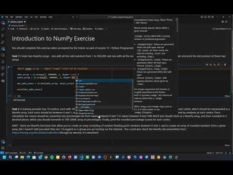 HSMA 1F - Intro to Python Part 2 - Exercise 3 (Numpy)  - Task 1 - Solution