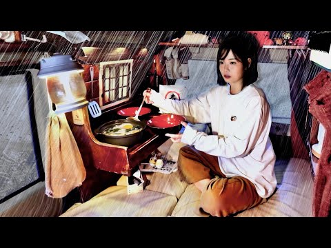 【大雨】雨と雪が降る最後の冬、軽バン車中泊。