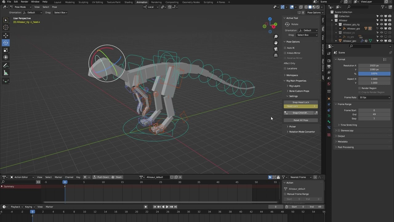 Allosaur Blender Rig | Auto-Rig Pro: Rig Library