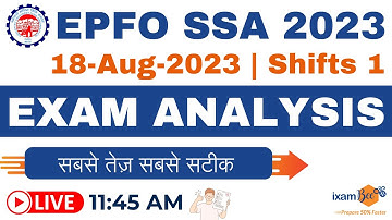 EPFO SSA 2023 Exam Analysis | EPFO SSA Shift 1 Exam Analysis | By Vikram Sir