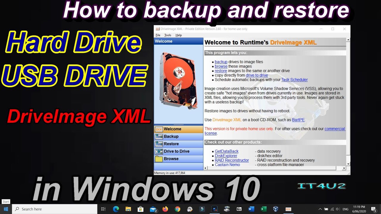 Hard drive backup | How to backup and restore usb drive |DiskImage XML -  YouTube