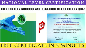 INFORMATION SOURCES AND RESEARCH METHODOLOGY Quiz | Research Methodology & Information Sources | Gk
