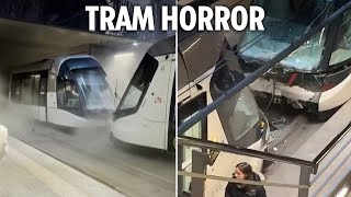 Passengers scream in terror as smoke fills tunnel after trams collided leaving dozens injured
