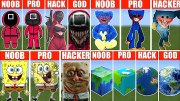 NOOB vs PRO vs HACKER vs GOD Minecraft Pixel Art Compilation (16 minutes)