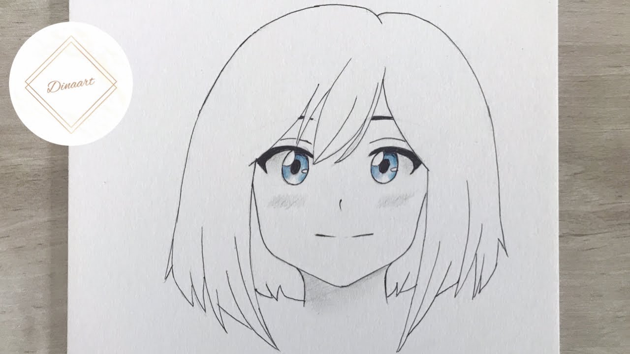 Girl with blue eyes anime sketch