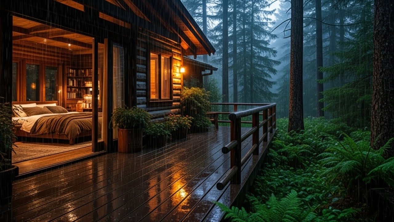 Cozy Forest Cabin in the Rain 🌧 | Rain Sounds for Deep Sleep - YouTube