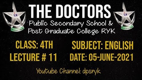 Class 4th English Lecture # 11 [05-June-2021] dpsryk