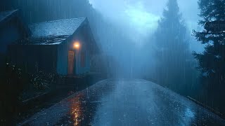 😴 Засните за 5 минут под звуки сильного дождя и грома поздней ночью в доме на холме.