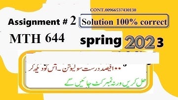mth 644 assignment 2 solution spring 2023|mth644 assignment 2 solution 2023|mth 644 assignment 2