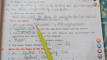 Computer| class-4| Ch-3 Inside the system unit |Exercise ques-ans. with explaination