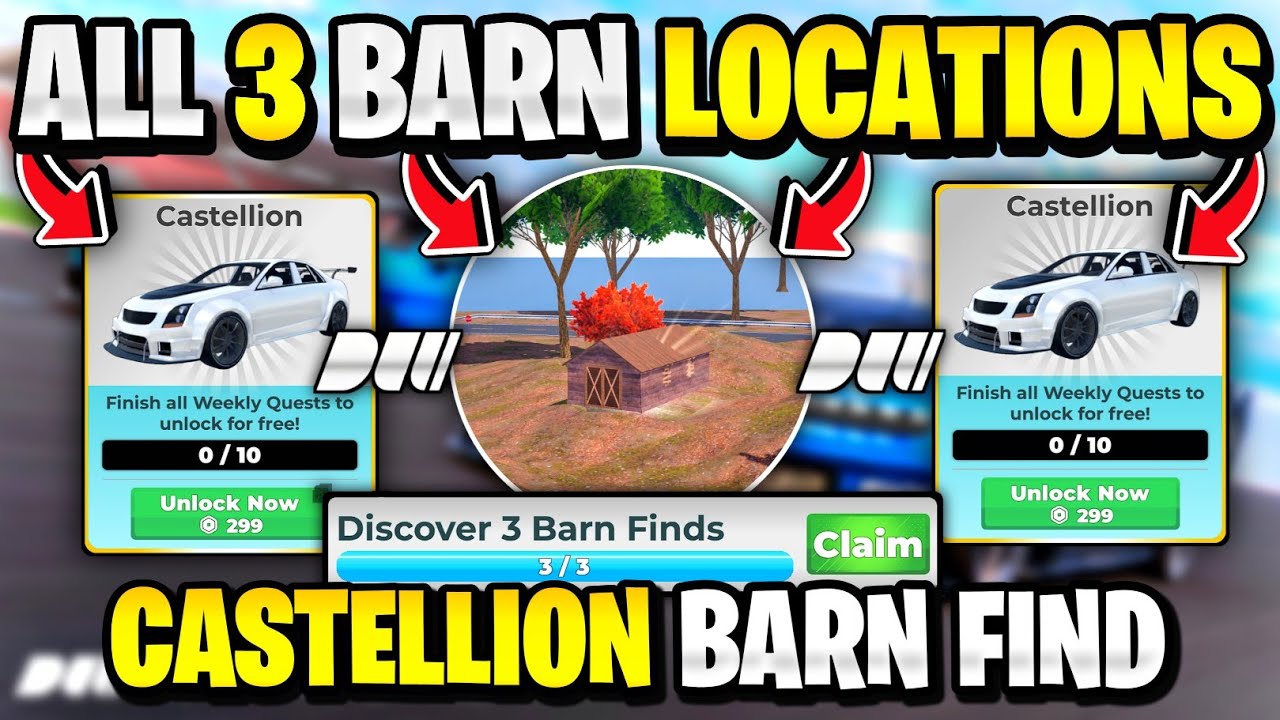 ALL 3 BARN / PARTS LOCATIONS IN DRIVE WORLD FOR CASTELLION WEEKLY QUEST! DRIVE WORLD BARN FIND