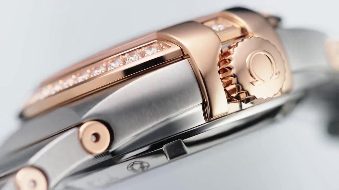 Omega Constellation Small Seconds Steel & Rose Gold Diamond Dial Diamond Bezel Ladies Watch