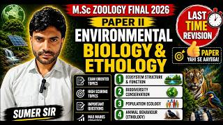 M.Sc Zoology Final | Paper II Important Questions & Topics | Environmental Biology & Ethology