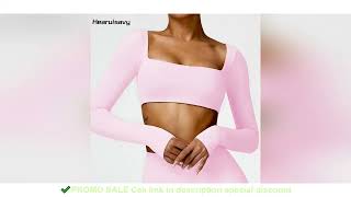 Hearuisavy Casual Quick Dry Sportswear Women Square Neck Gym Top Women Fitness Sports Crop Top Femal