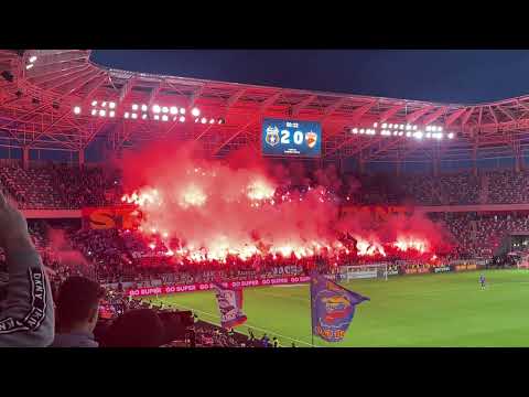 A doua coregrafie a Peluzei Sud Steaua  si show-ul pirotehnic la Steaua-Dinamo