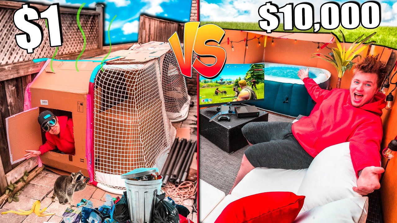FortFTS 〈Only You〉 SPECIAL BOX FortPeat $1 VS $10,000 BACKYARD BOX FORT SURVIVAL *Budget Challenge* - YouTube