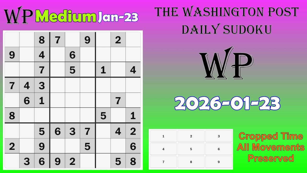 The Washington Post Daily #Sudoku 2026-01-23 Medium - YouTube