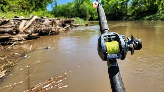 Kayak Fishing a RAPIDLY RISING CREEK!! (Crazy bite)