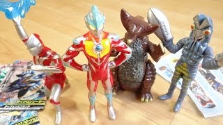 レビューで大掃除2！ウルトラマンギンガ&大怪獣ラッシュの未開封品を一気にレビュー！ハッピーセット全4種 バルタン星人 ゴモラ 大怪獣ラッシュばんそうこう