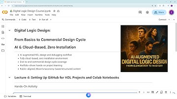Digital Logic Design Course: Lecture 5, Setting Up GitHub for HDL Projects and Colab Notebooks