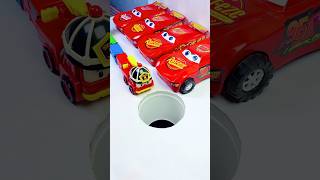 Very funny 😂 and Cars lightning McQueen push Robocar into pit #funny #cars #cartoys #automobile