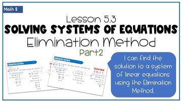 Math8 Solving a System of Equations - Elimination Method Part 2