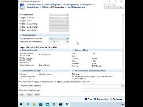 TFN declaration lodgement in FAS 3 Desktop