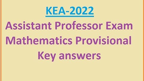 KEA Assistant Professor Mathematics Exam 2022 | Provisional Answer Key