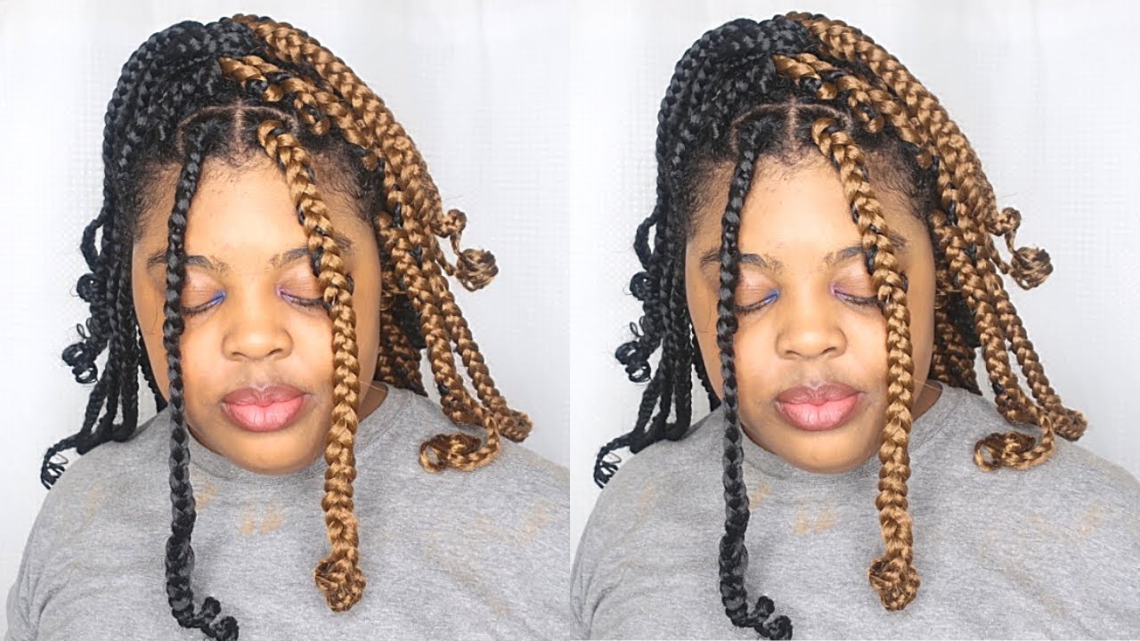 Half Color Box Braids With Curly Ends Beginner Friendly Tutorial On Yourself Youtube