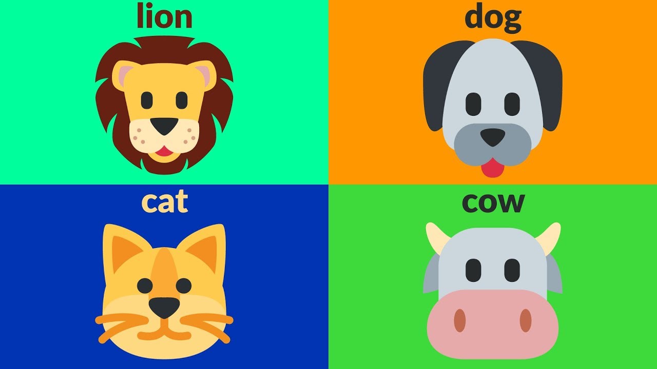 LEARN ANIMALS WITH EMOJIS - Animal Emojis for Kids, Toddlers, Kindergarten,  Children - YouTube