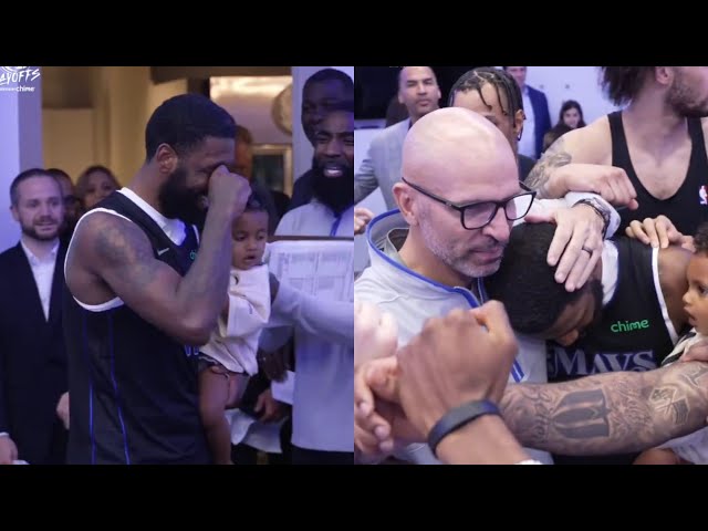 Kyrie Irving emotional speech in Mavs locker room after advancing to WCF class=