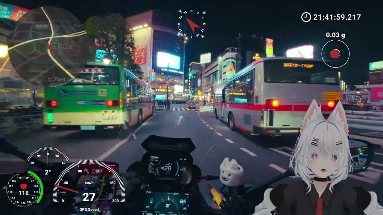 【撮影テスト】渋谷ナイトライドしたシロいの[TRACER9GT]