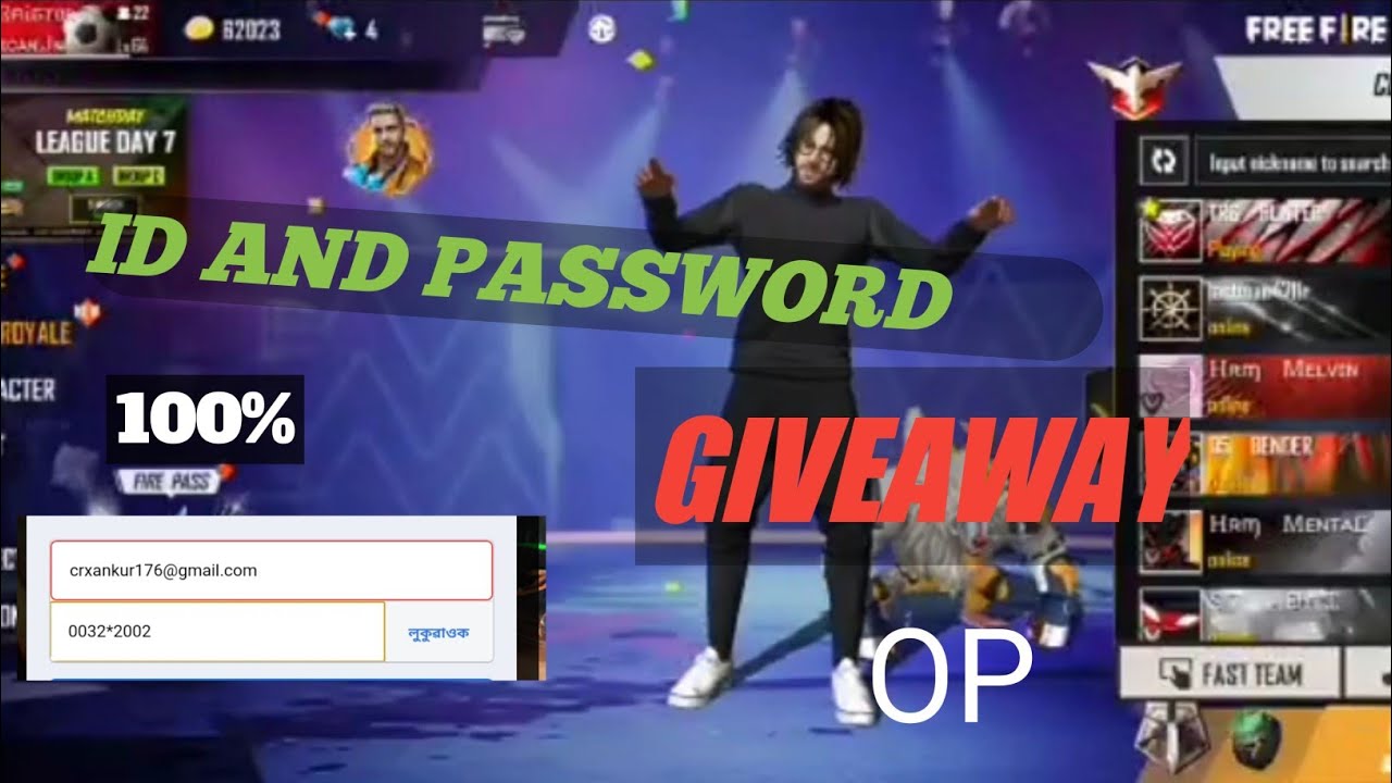 FREE FIRE REAL FACEBOOK ACCOUNT ID AND PASSWORD GIVEAWAY 2021 YouTube