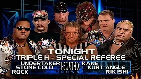 Undertaker/Rock/Austin vs Kane/Angle/Rikishi Triple H As Special Referee - Smackdown 18/1/01 (1/3)