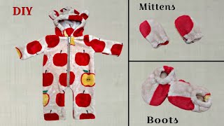 DIY Baby Romper 0_4 months Cutting and Stitching| New born Baby Dress| Baby Mittens|Baby Socks Boots