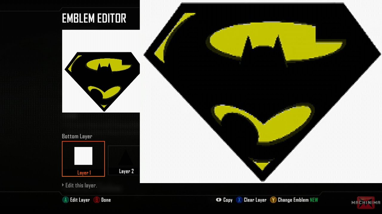 Call of Duty Black Ops 2 SUPERMAN & BATMAN Super Batman logo - Emblem Tutorial Xbox 360 PS3 WiiU II