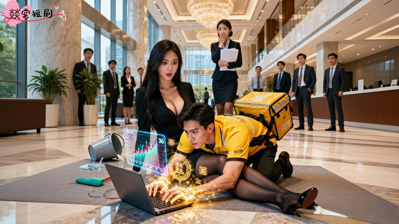 外送大叔腳下一滑不小心撞倒路過的美女總裁壓到胸，殊不知大叔竟是頂級黑客，敲了幾下鍵盤幫她賺了千億投資，美女總裁傻眼拉著大叔想要以身相許深入探討！#潜龙出山震全城