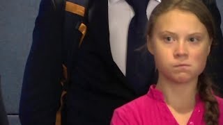 News cameras captured climate activist greta thunberg staring at
president trump as he walked by her the u.n. summit on sept. 24. read
more: https...