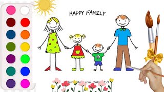 How to Draw family for kids/Bolalar uchun Oila rasm chizish /Рисуем Семья для детей/Zeichnen Familie