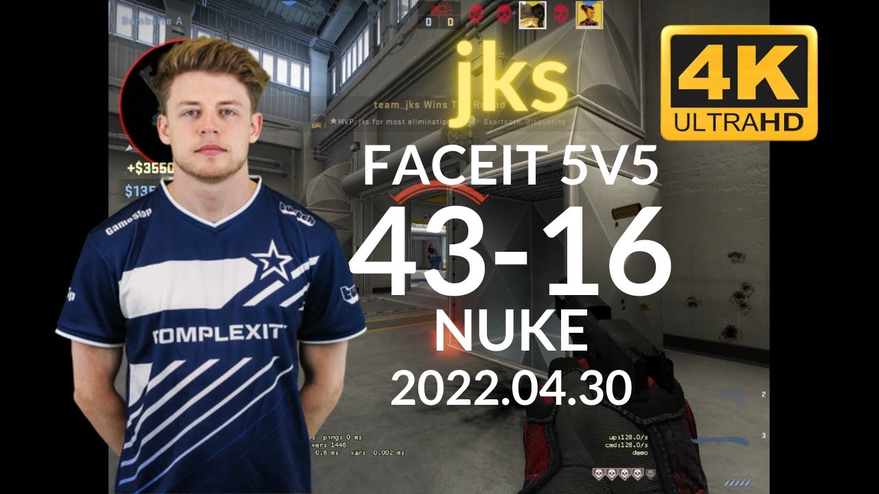 【CSGO POV】jks (43-16) (NUKE) @ FACEIT 5V5 RANKED 2022.04.30