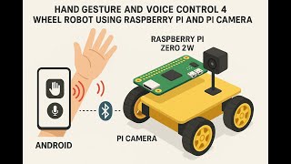 HVS-3061. Hand Gesture and Voice Control 4 Wheel Robot using Raspberry pi and pi Camera#bluetooth