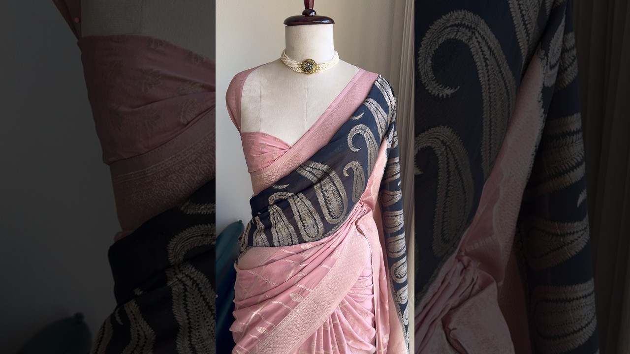 Pure Crepe Georgette 3 Ply Zari Hand Chaap Saree