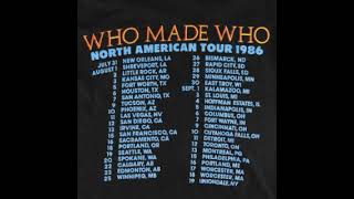 AC/DC-Who Made Who North American Tour 1986 Full Setlist Cover